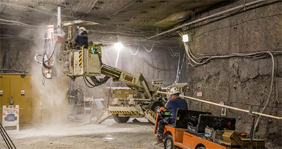 Rock bolts are installed underground